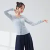 Ropa de Danza Clásica para Mujer, Nuevo Top de Lino con Cordones Ajustado de Manga Larga para Entrenamiento y Práctica Diaria de Adultos