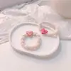 Faixa de Cabelo Rosa Love Intestino Pequeno Feminina Faixa de Cabelo de Alta Qualidade Elástico Faixa de Cabelo Simples Bola na Ponta Corda para Rabo de Cavalo Alto