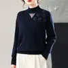 Direto do FabricanteNovo Suéter de Tricô Feminino Gola Alta Meia Cor Sólida Curto Espesso Moda Camisa Básica Outono/Inverno