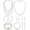 Joyería Transfronteriza Europea y Americana Más Vendida, Collar Sencillo de Bolas Geométricas, Set de Collares de Perlas de Imitación de Moda Retro
