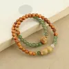 Pulsera Duobao de Madera Simple y de Moda con un Solo Círculo, Sándalo, Arañazo de Gato, Bodhisattva, Pulsera Retro de Moda para Hombres y Mujeres