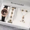 Relógio Feminino Mais Vendido Transfronteiriço Conjunto de 6 Peças Toque de Alto Padrão Relógio Feminino com Pulseira de Couro Cravejado de Strass Relógio de Pulso Fashionável Acessórios de Casal Amor