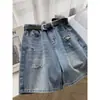 Shorts Jeans Rasgado Verão 2026 Novo Estilo Roupa de Verão Estilo Fino para Meninas Plus Size Tendência Casual Roupa Externa Calça de Cinco Pontos