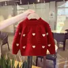 Novo Suéter Feminino Estilo Coreano Outono e Inverno, Conjunto de Outono e Inverno para Meninas Pequenas, Blusa Listrada Vermelha com Urso de Gola Redonda para o Natal