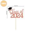 Tenedor para pastel Cebolla en polvo Papel Temporada de graduación 2024 Decoración de pastel de graduación Adornos con palillo de bambú Exportación Amazon Aliexpress