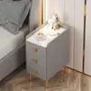 Mesa de noche inteligente para dormitorio de madera maciza de lujo ligero, uso doméstico moderno, gabinete de almacenamiento de mesita de noche ultraestrecho, pequeño, minimalista, estilo italiano