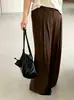 Pantalones de pierna ancha, fluidos, hasta el suelo, de cintura alta, para mujer talla grande, colección otoño 2026, holgados y casuales, diseñados para cubrir las caderas, estilo de pierna recta