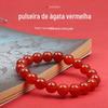 Pulseira de Ágata Vermelha Pulseira Simples Clássica de Círculo Único para Homens e Mulheres Pulseira de Contas de Buda para Ano de Nascimento Ágata Vermelha