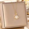 Collar de Acero de Titanio de Venta Caliente Versión Coreana para Mujer Otoño e Invierno Lujo Ligero Colgante Planeta Ojo de Gato Nicho de Gama Alta Cadena de Clavícula Joyería