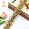 Encaje de organza dorado con lentejuelas bordadas, cinta hecha a mano de 5.5 cm de ancho, para puños y cuellos de Hanfu tradicional chino