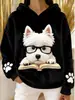 Novo moletom de flanela feminino para o dia a dia com um design fofo de cachorrinho, confortável e casual, perfeito para o outono e inverno