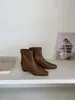 Botas Western de Cuero Suave Chuyuji con Puntera Puntiaguda Estilo Retro para Mujer 2026 Otoño/Invierno Botas Martin Versátiles y Ajustadas