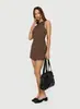 Vestido chaleco sin mangas transfronterizo europeo y americano más vendido para mujer, cuello redondo, corte ajustado, que se ciñe a la cadera, corto, mini vestido a rayas de moda