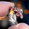 Anillo Decorativo de Peces Koi Divertidos Tendencia Nacional Transfronteriza Rongxing Cuerpo de Pez 3D Aceite Goteando Diseño Abierto Accesorio de Regalo para Fiesta