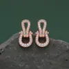 Pendientes de Plata de Ley S925 con Pasador Chapado en Oro Real, Estilo Nuevo, Forma de Herradura, Sensación de Alta Gama, Diseño de Nicho, Pendientes Tachonados de Diamantes, Elegantes Accesorios para Orejas