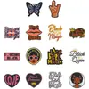 Patches Bordados para Meninas Negras Europeias e Americanas, Acessórios de Roupa, Patches Bordados com Letras, Patches Autoadesivos para Termocolar