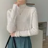 Foto real Novo estilo coreano gola alta meia manga camisa base para mulheres Outono/Inverno Slim roupa de baixo roupa de exterior top Camiseta 17078