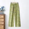 Pantalones Finos Estampados de Verano 2026 para Madres de Mediana Edad y Mayores, Pantalones Largos Adelgazantes de Cintura Alta con Estampado Floral Retro Chino, Tallas Grandes