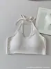 2616 Venda Quente Estilo Coreano Colorido Retrô Alça Halter Costas Nuas Bonitas Top Cropped Bojos Moda Garota Apimentada Grande Abertura nas Costas Bandeau