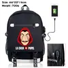 Mochila con estampado de billetes de La Casa de Papel, mochila para estudiantes, mochila de viaje para exteriores, mochila deportiva