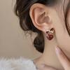 Aretes Corazón Borgoña para Mujer, Estilo de Lujo Ligero de Nicho, Aretes Rojos, Aretes Únicos Más Vendidos 2025