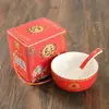Tazón de Longevidad de 4.5 pulgadas Grabado al por Mayor Hueso de China Remachado Año 8090 Caja de Regalo de Agradecimiento Cumpleaños Centenario Banquete de Longevidad Regalo de Agradecimiento