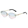 Gafas de Sol de Gama Alta Sin Marco Cortadas al Borde 2025 Letra m Gafas de Sol Miujia Europeas y Americanas Transfronterizas Degradado Gafas de Gato