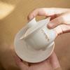[Qualidade Desfrute do Lar] Tigela com Tampa de Jade Suet Xícara de Chá Cerâmica Sancai Tigela de Chá Porcelana Branca Simples Tigela de Chá Zen