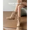 Botas apiladas de ballet deportivo desmontables para mujer, sandalias de verano 2026 con diseño calado y suela gruesa, sandalias romanas con cinturón retro