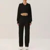Chaqueta Cardigan con Cremallera Deportiva Casual para Mujer Otoño e Invierno Pantalones Rectos de Pierna Ancha de Cintura Alta Traje para Correr, Fitness, Yoga