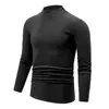 Camiseta de manga longa de fleece com gola alta meia-boca estilo europeu, pacote com várias unidades, para homens e mulheres, camada base casual de outono e inverno, moletom quente
