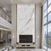 2026 Nueva Villa Moderna de Lujo Ligero Edificio Dúplex Pared de Fondo de TV de Losa de Roca Sala de Estar Nuevo Chino Techo Alto Pared de Cine