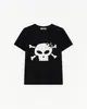 Camiseta Estilo Americano com Estampa de Caveira Rosa/Branca para Homens e Mulheres, Verão, Caimento Solto, Marca Tendência + Estilo Punk Escuro Y2K Cruzamento Europeu e Americano