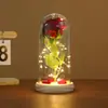 Nuevo regalo de vacaciones transfronterizo: adorno de flor eterna, lámpara decorativa de escritorio creativa de flor de rosa en cúpula de cristal, venta al por mayor