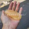 Ornamento de mão de jade afegão natural, cabo de nogueira estrela-lua, ornamento de bule de jade, selo leão Pixiu laranja de jade amarelo