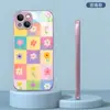 Estilo Popular de Celebridad de Internet Venta Caliente Dulce Patchwork Cuadros Flores Pequeñas Funda para Teléfono Superficie Brillante Vidrio Funda para iPhone18promax