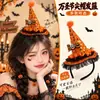 Tocado de Halloween Sombrero Mágico de Bruja Diadema Decoración de Maquillaje Diadema de Encaje Horquilla de Calabaza Accesorio para el Cabello de Fantasma