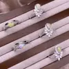 Anillo de Ópalo Plata S925 Incrustado Full Diamond Exquisito Lujo Ligero Forma de Gota Ópalo Colorido Joyería de Mano Moda OL Anillo de Serpiente