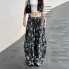 Jeans de trabajo vintage de alta gama con camuflaje de estrellas para hombre y mujer, diseño de nicho, pantalones casuales anchos de pierna curva