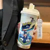 Termo de Pikachu y Gengar de Pokémon, Taza de Agua de Dibujos Animados de Aspecto Elegante con Popote, Botella de Agua Portátil para Estudiantes, Hombres y Mujeres