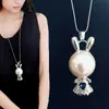 Cadena de suéter redonda con cristal azul de moda estilo coreano para mujer, larga, nueva, otoño e invierno, versátil, collar, colgante de joyería de cristal de alta gama