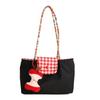Bolso de Hombro para el Trabajo Nuevo Bolso de Axila Bloque de Color Bolso de Hombro Pequeño Cuadros Negros Bolso de Mujer Bolso de Mano para Guardar Lindo