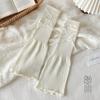 Meias Miu Style com Laço de Fita Branco Leitoso Estilo Ballet Jk Terry Tricotado Longo para Pernas Femininas