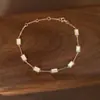 Luz de Luna Blanca~Pulsera de Cubo de Azúcar Pequeño de Nácar para Mujer, Chapada en Plata de Ley S925 con Oro de 18 Quilates, Fresca y Sofisticada, Exquisita Joyería de Lujo Ligero