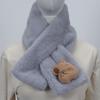 Bufanda de Invierno para Mujer Felpa a Prueba de Frío Gruesa Bufanda Pequeña para el Cuello Imitación Piel de Conejo Rex Cruz Cálida Bufanda Manga para el Cuello de Color Sólido