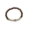 Pulsera Nueva de Estilo Chino Retro con Veta de Madera de Ala de Pollo Ensamblada, Estilo Minimalista Simple y de Moda con Perlas de Ojo de Gato Transparentes como el Hielo