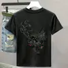 Camiseta de Manga Corta Bordada con Qilin Estilo Chino Tendencia Nacional Transfronteriza para Hombre Verano 2026 Nueva Algodón Puro Cuello Redondo Manga Media Capa Base