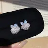 Aretes de Botón de Concha de Zirconio Aguja de Plata de Vieira Azul Marino Aretes Dulces de Diseño de Nicho Aretes Ligeros de Lujo con Sensación de Alta Gama Accesorios para Mujeres