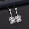 Pendientes rectangulares exagerados de moda europea y americana, pendientes largos elegantes de circonita, pin para oreja de plata esterlina 925, pendientes directos de fábrica