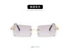 Nuevas Gafas de Sol sin Montura con Corte al Borde para Mujer, Gafas de Sol Cuadradas Degradadas de Celebridad de Internet, Gafas Ojo de Gato de Moda Transfronteriza